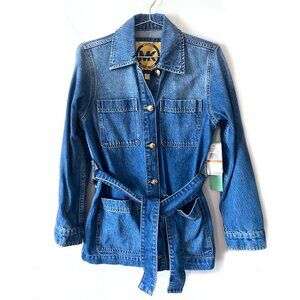NWT Michael Kors Jacket Women Denim Belted Jean Coat, blue, Size P/S